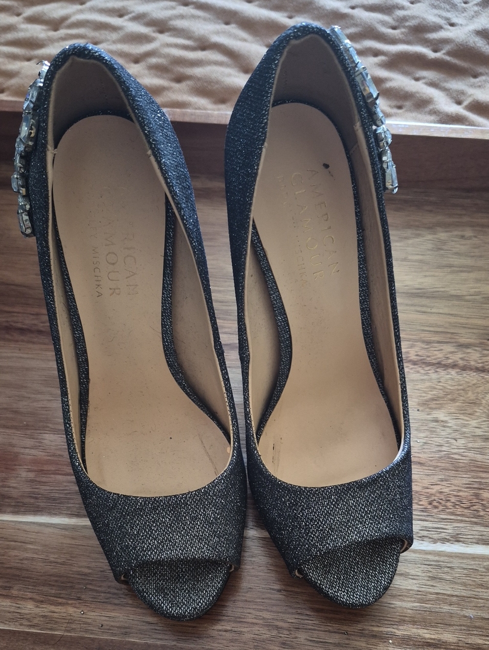 Blue-ish Glitter Peep-Toe Heels